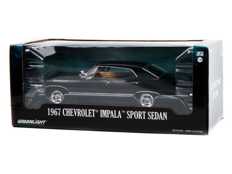 1967 Chevrolet Impala Sport Sedan Tuxedo Black 1:24 Scale Diecast Model Car - Greenlight 84035