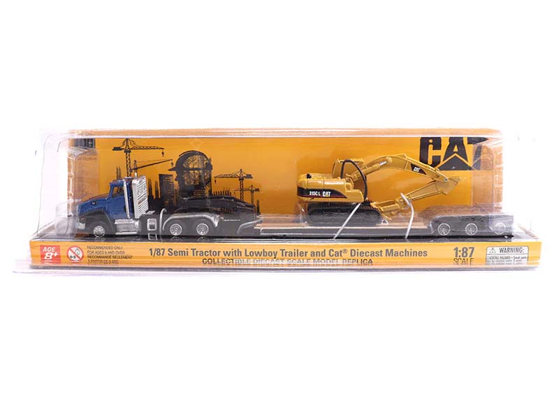 CAT Caterpillar CT660 Day Cab Tractor w/ Lowboy Trailer and Cat 315C L Hydraulic Excavator 1:87 HO Scale Model - Diecast Masters 84415