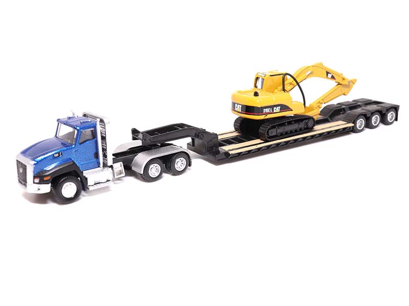 CAT Caterpillar CT660 Day Cab Tractor w/ Lowboy Trailer and Cat 315C L Hydraulic Excavator 1:87 HO Scale Model - Diecast Masters 84415