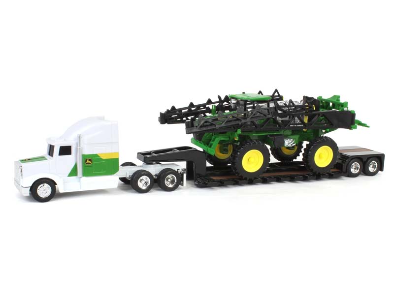 John Deere 612R Sprayer w/ Semi Truck & Lowboy Trailer Diecast 1:64 Scale Model - ERTL 85030