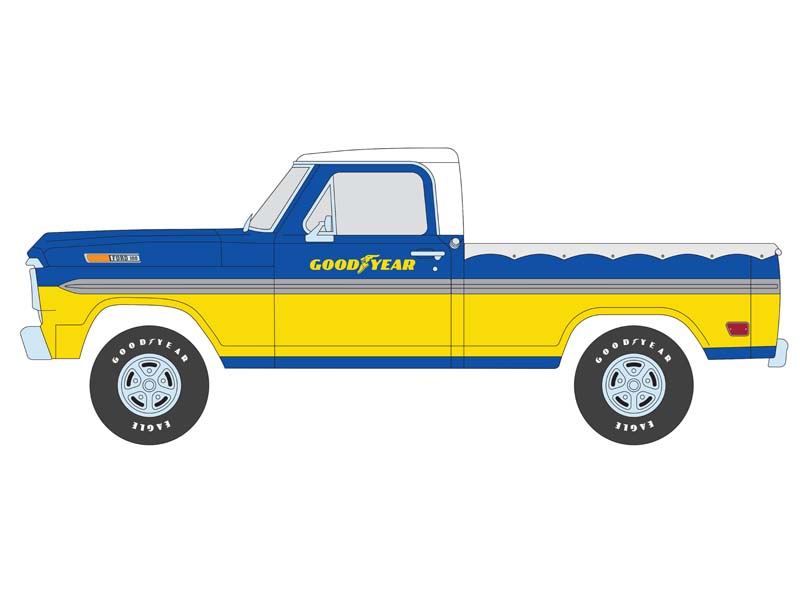 1969 Ford F-100 w/ Bed Cover - Goodyear Tires (Running on Empty) Series 6 Diecast 1:24 Scale Model - Greenlight 85073
