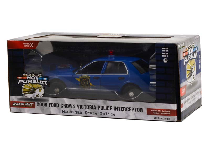 PRE-ORDER 2008 Ford Crown Victoria Police Interceptor - Michigan State Police (Hot Pursuit Series 5) Diecast 1:24 Scale Model - Greenlight 85553