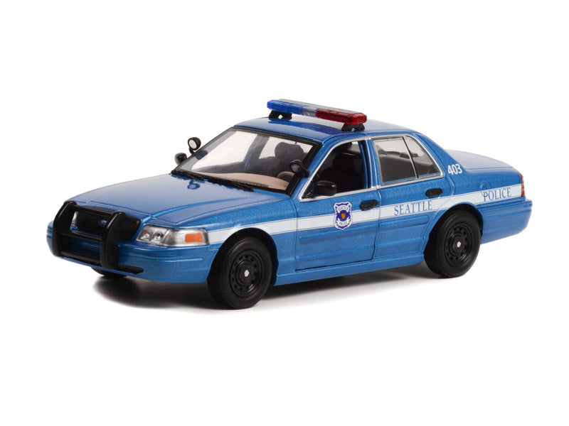 2001 Ford Crown Victoria Police Interceptor - Seattle Police Washington (Hot Pursuit) Series 7 Diecast 1:24 Scale Model - Greenlight 85571