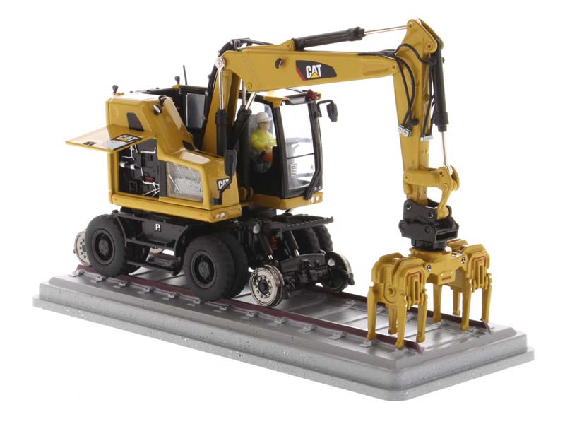 CAT Caterpillar M323F Railroad Wheeled Excavator - Cat Yellow Version (High Line Series) 1:50 Diecast Model - Diecast Masters 85662