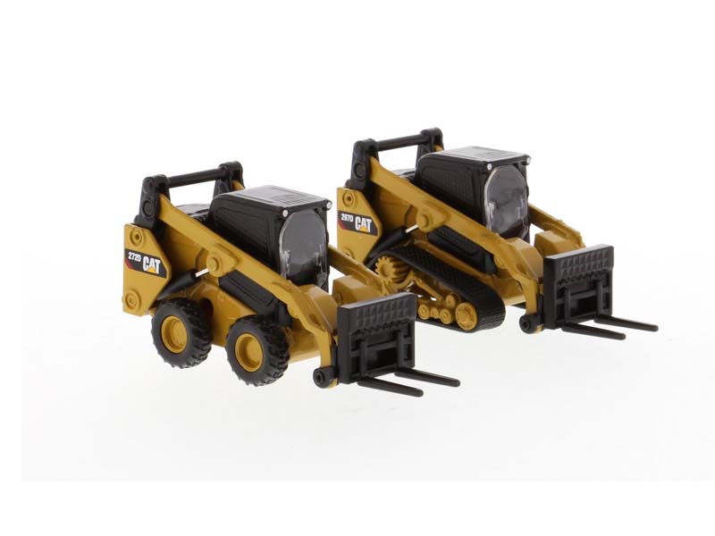 CAT Caterpillar 272D2 Skid Steer Loader & CAT 297D2 Compact Track Loader (Construction Metal Series) - 1:64 Scale Model - Diecast Masters 85693