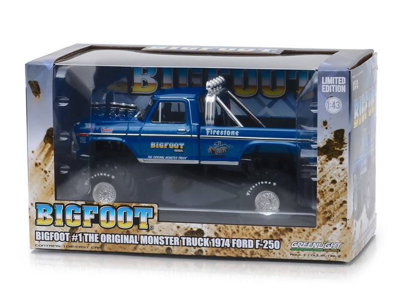 PRE-ORDER 1974 Ford F-250 Monster Truck Bigfoot #1 (The Original Monster Truck) Diecast 1:43 Scale Model - Greenlight 86097