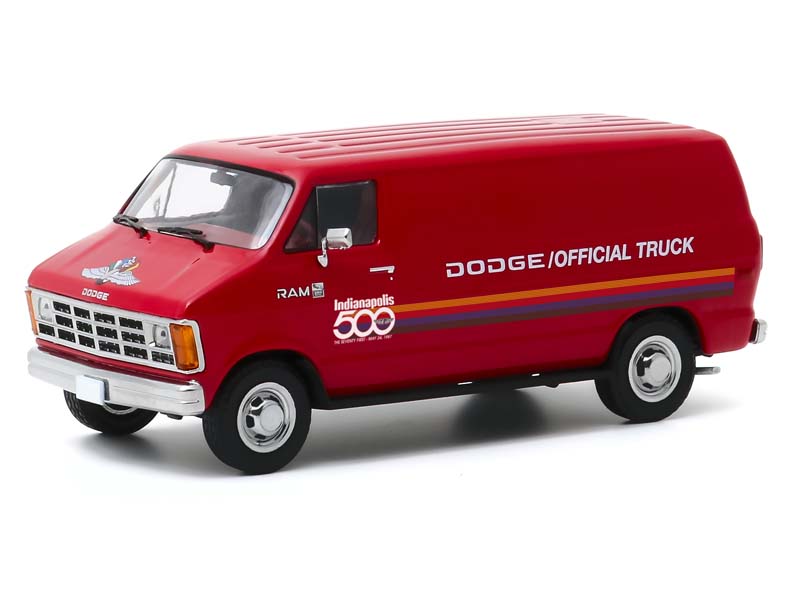 1987 Dodge Ram B150 Van 71st Annual Indianapolis 500 Mile Race Official Truck Diecast 1:43 Scale Model - Greenlight 86576