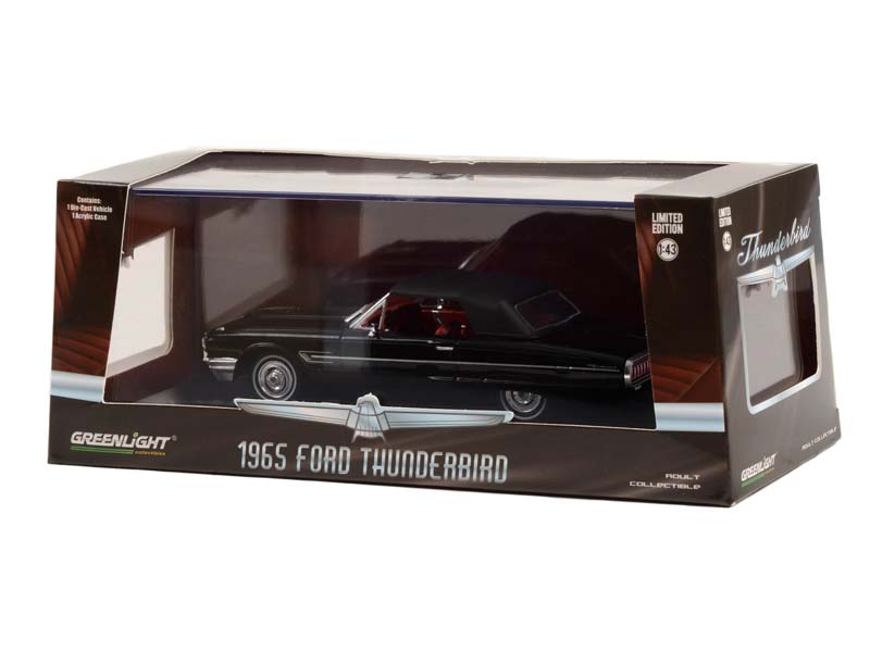 1965 Ford Thunderbird Convertible (Top-Up) - Raven Black Diecast 1:43 Scale Model - Greenlight 86626