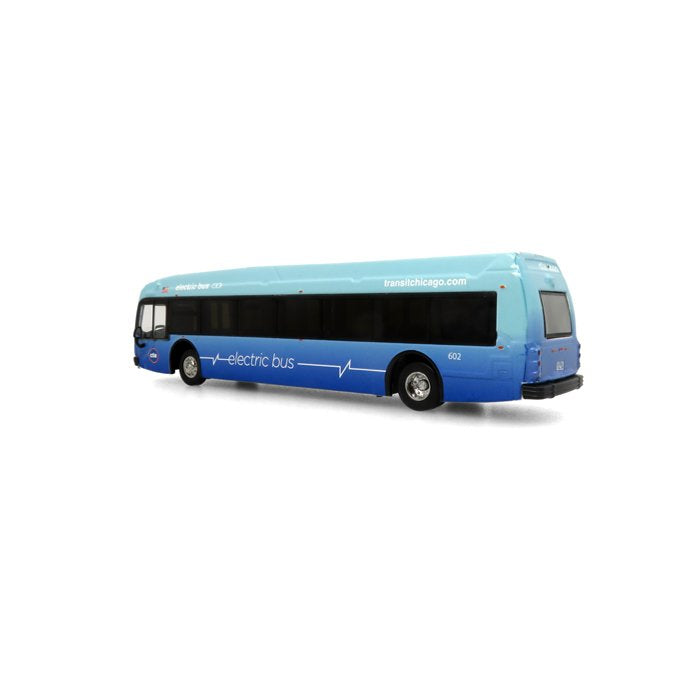 2021 Proterra ZX5 Electric Transit Bus - CTA Chicago (Blue) - 66 Chicago Diecast 1:87 Scale Model - Iconic Replicas 87-0336