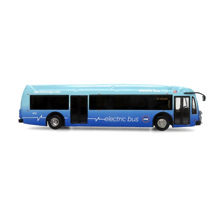 2021 Proterra ZX5 Electric Transit Bus - CTA Chicago (Blue) - 66 Chicago Diecast 1:87 Scale Model - Iconic Replicas 87-0336
