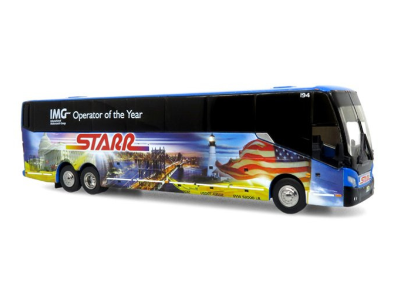 Prevost H3-45 Coach: Starr Tours Diecast 1:87 Scale Model - Iconic Replicas 87-0444