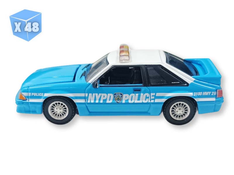 PRE-ORDER - 48 PACK 1987 Ford Mustang New York City Police Department (NYPD) Diecast 1:64 Scale Model - Greenlight 30527
