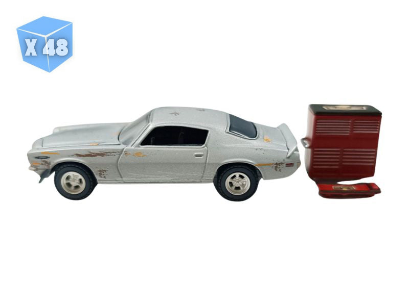 PRE-ORDER - 48 PACK 1970 Chevrolet Camaro – Cortez Silver Unrestored w/ Tool Cart and Creeper (The Hobby Shop Series 17) Diecast 1:64 Scale Model - Greenlight 97170C