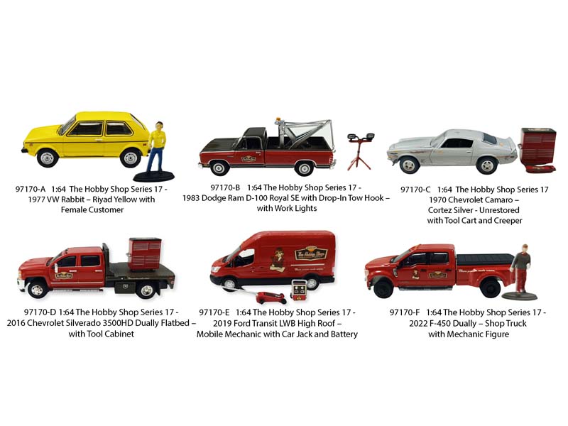 PRE-ORDER (The Hobby Shop Series 17) SET OF 6 Diecast 1:64 Scale Models - Greenlight 97170