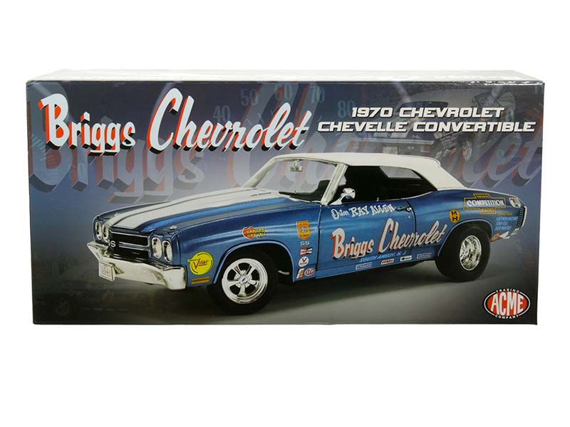 1970 Chevrolet Chevelle SS Convertible – Briggs Chevrolet – Blue w/ White Stripes (Limited 1 of 774) Diecast 1:18 Scale Model - ACME A1805522