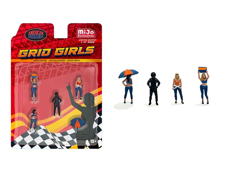 PRE-ORDER Grid Girls Figure Set (MiJo Exclusive) Diecast 1:64 Scale Model - American Diorama AD2406
