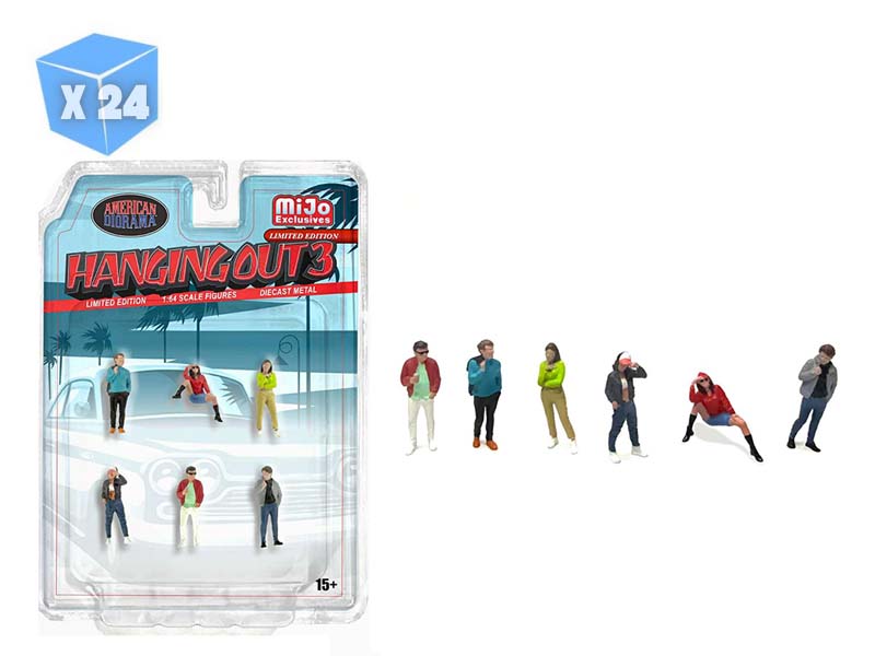 PRE-ORDER - 24 PACK Hanging Out 3 Figures Set Diecast 1:64 Scale Model - American Diorama AD2430