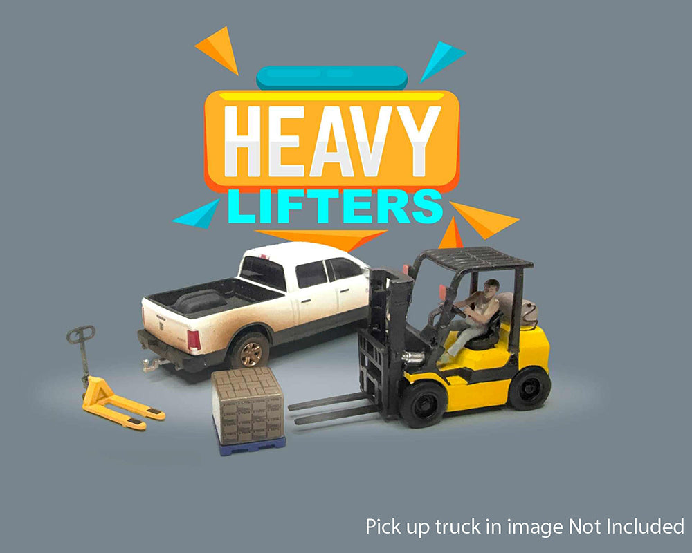 PRE-ORDER Heavy Lifters Forklift Figures Set Diecast 1:64 Scale Model - American Diorama AD2431