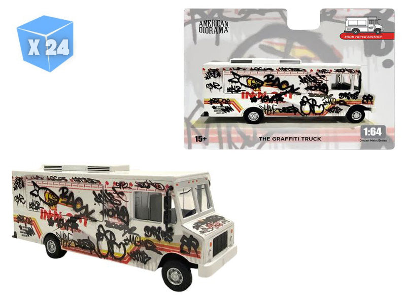 PRE-ORDER - 24 PACK Food Truck – Graffiti Style Diecast 1:64 Scale Model - American Diorama AD70102