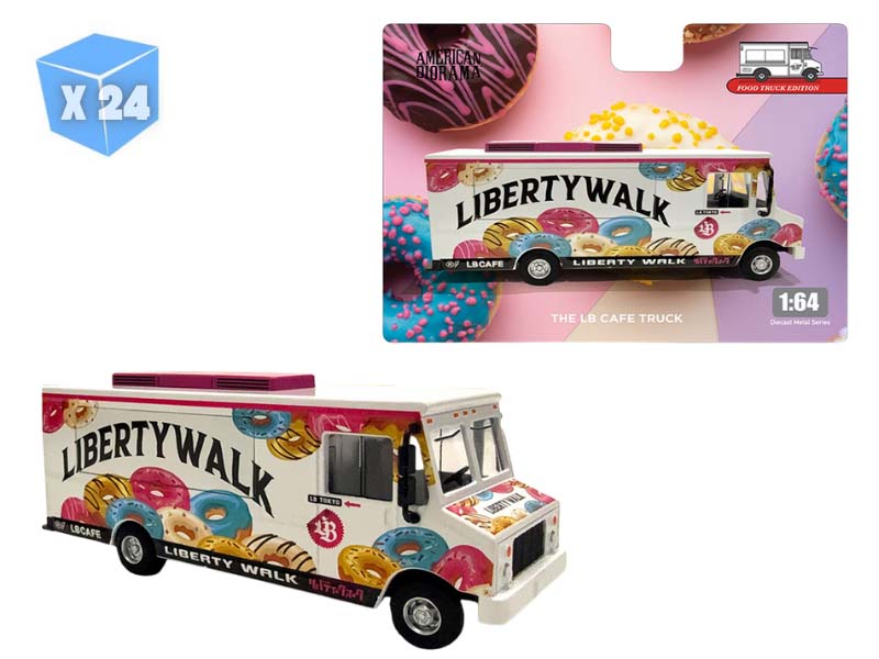 PRE-ORDER - 24 PACK Food Truck – Liberty Walk LB Cafe Truck Diecast 1:64 Scale Model - American Diorama AD70103