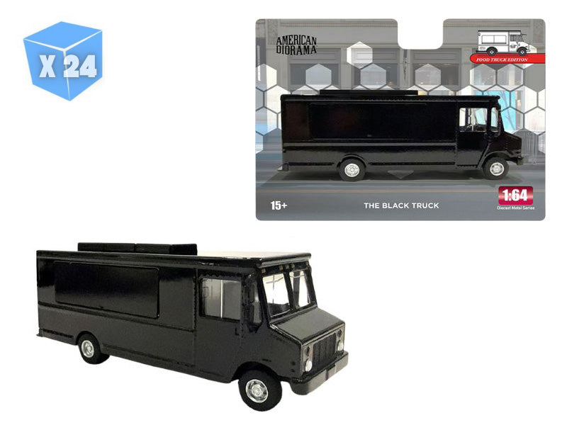 PRE-ORDER - 24 PACK Food Truck – Black Diecast 1:64 Scale Model - American Diorama AD70201