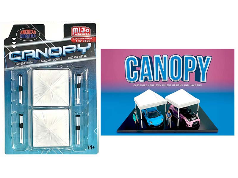 2 Pack Canopy Set - White (MiJo Exclusives) Diecast 1:64 Scale Figure - American Diorama AD76523