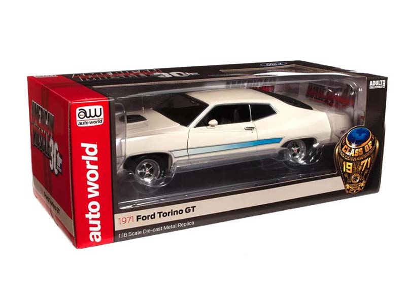 1971 Ford Torino GT - White (American Muscle 30th Anniversary – Class of 1971) Diecast 1:18 Scale Models - Auto World AMM1256