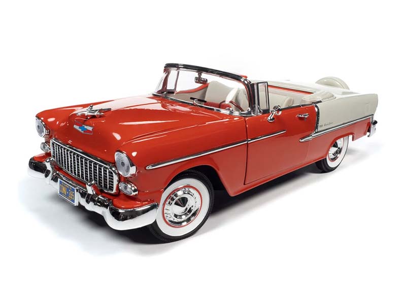 1955 Chevrolet Bel Air Convertible - Gypsy Red/India Ivory (American Muscle 30th Anniversary) Diecast 1:18 Scale Model - Auto World AMM1265