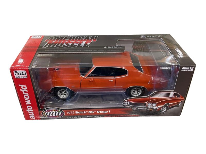 1972 Buick GS Stage 1 - Flame Orange Diecast 1:18 Scale Model - Auto World AMM1327