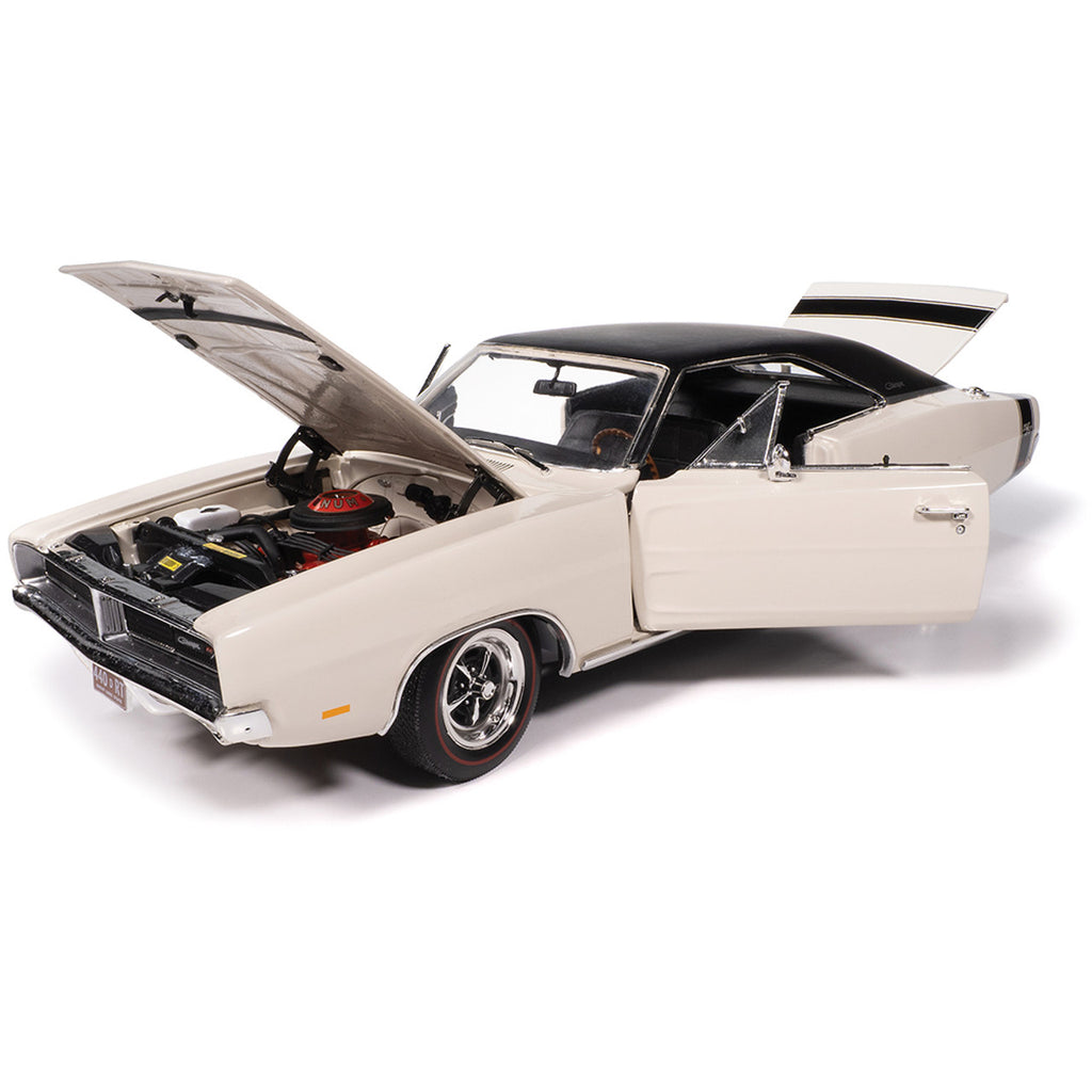1969 Dodge Charger R/T - W1 White Diecast 1:18 Scale Model - Auto World AMM1352