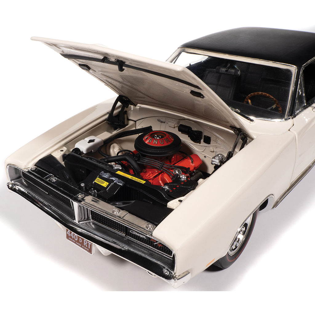 1969 Dodge Charger R/T - W1 White Diecast 1:18 Scale Model - Auto World AMM1352