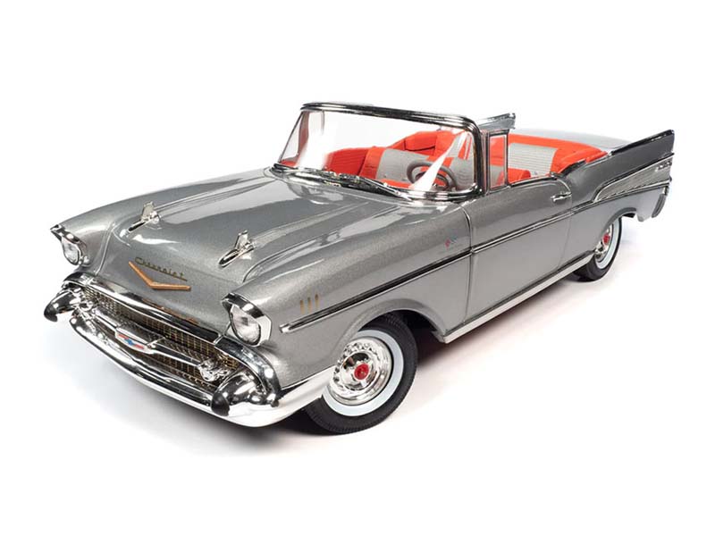 1957 Chevrolet Bel Air Convertible – Silver Diecast 1:18 Scale Model - Auto World AM307