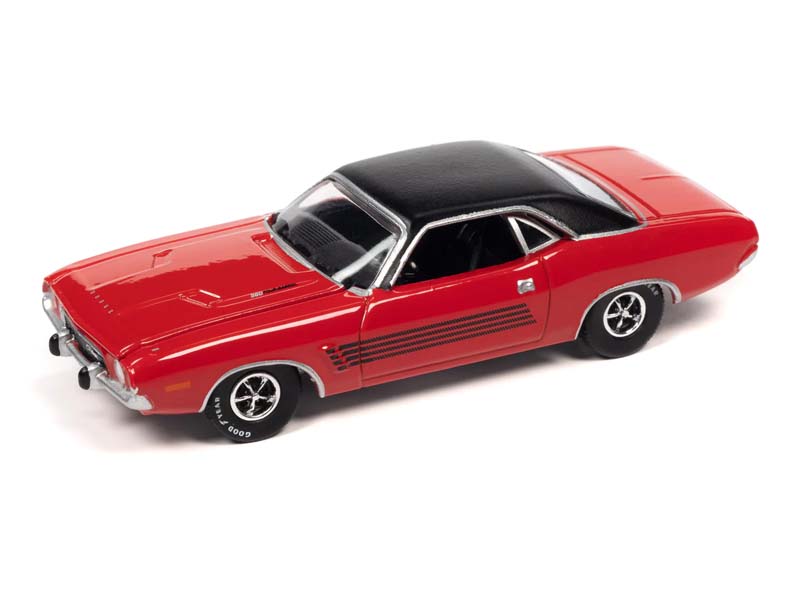 1974 Dodge Challenger Rallye Bright Red w/ Black Vinyl Top (Vintage Muscle) Diecast 1:64 Scale Model - Auto World AW64382B