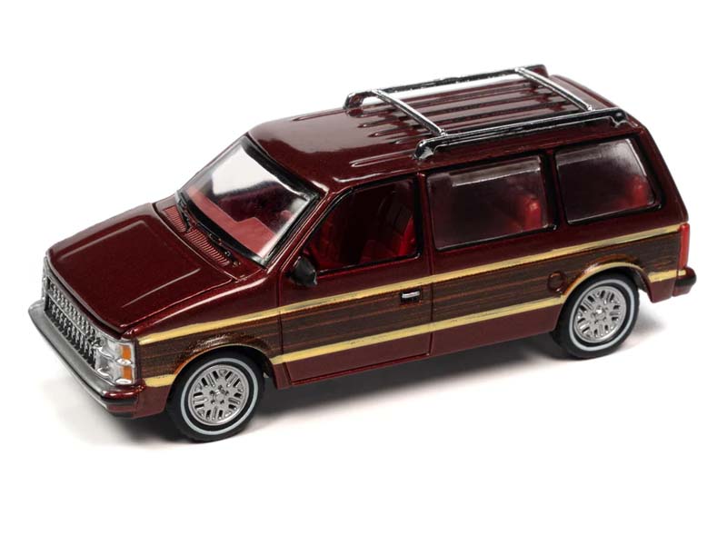1984 Dodge Caravan Garnet Peal Coat w/ Woodgrain Panels (Mighty Minivans) Diecast 1:64 Scale Model - Auto World 64392B