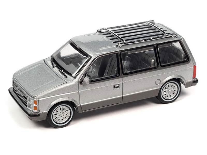 1985 Plymouth Voyager Minivan Radiant Silver Metallic w/ Roofrack (Mighty Minivans) Diecast 1:64 Scale Model - Auto World AW64402A