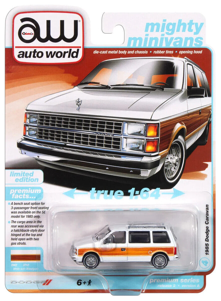 1985 Dodge Caravan – White (Premium 2024 Release 2 Version A) Diecast 1:64 Scale Model - Auto World AWSP167A
