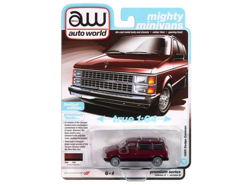 1985 Dodge Caravan – Red (Premium 2024 Release 2 Version B) Diecast 1:64 Scale Model - Auto World AWSP167B