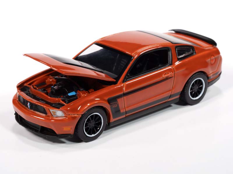 2012 Ford Mustang Boss 302 Competition Orange w/Black Accents (Premium 2025 Release Version B) Diecast 1:64 Scale Model - Auto World AWSP186B