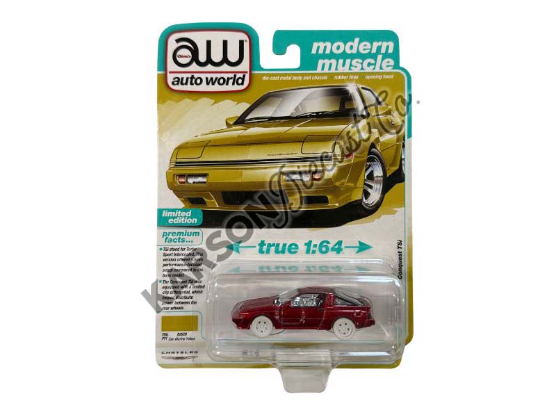 CHASE 1988 Chrysler Conquest TSi San Marino Yellow (Premium 2025 Release Version B) Diecast 1:64 Scale Model - Auto World AWSP187B