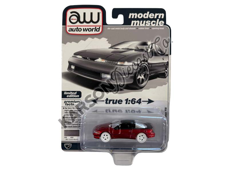 ULTRA RED CHASE 1991 Eagle Talon Tsi Medium Quartz Metallic Diecast 1:64 Scale Model - Auto World AWSP196B
