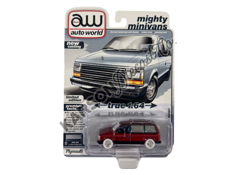CHASE 1987 Plymouth Voyager Ice Blue Poly 2-tone w/ Twilight Blue Poly Diecast 1:64 Scale Model - Auto World AWSP197A