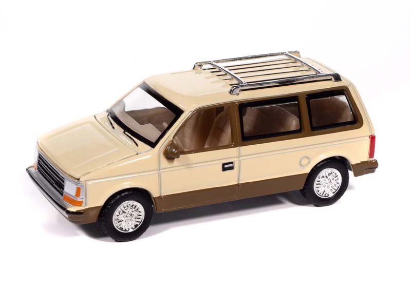 1987 Plymouth Voyager Light Cream 2-tone w/ Golden Bronze Diecast 1:64 Scale Model - Auto World AWSP197B