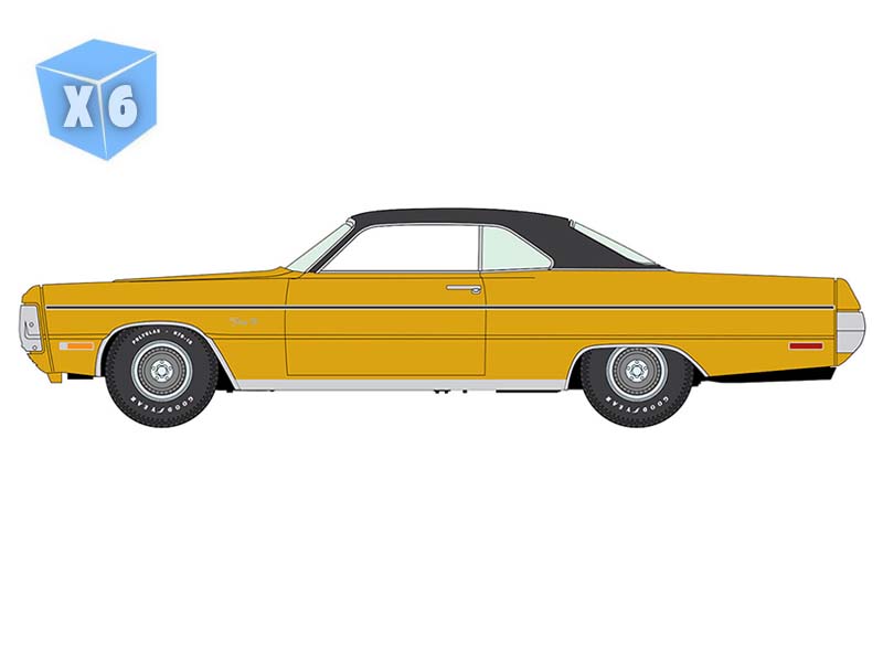 PRE-ORDER - 6 PACK 1971 Plymouth Fury III - Bahama Yellow Diecast 1:64 Scale Model - Auto World AWSP204A