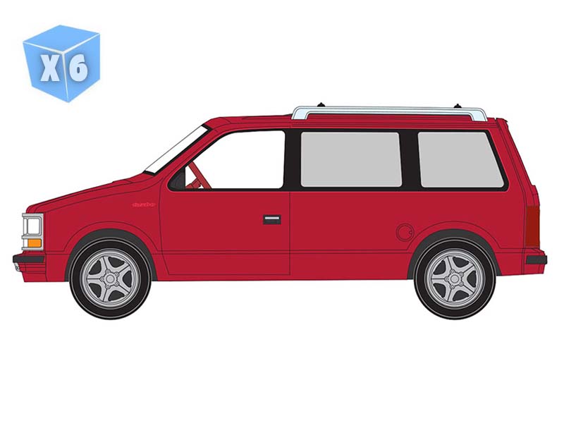 PRE-ORDER - 6 PACK 1989 Dodge Caravan Turbo - Red Flash Red-Custom Order Diecast 1:64 Scale Model - Auto World AWSP206A