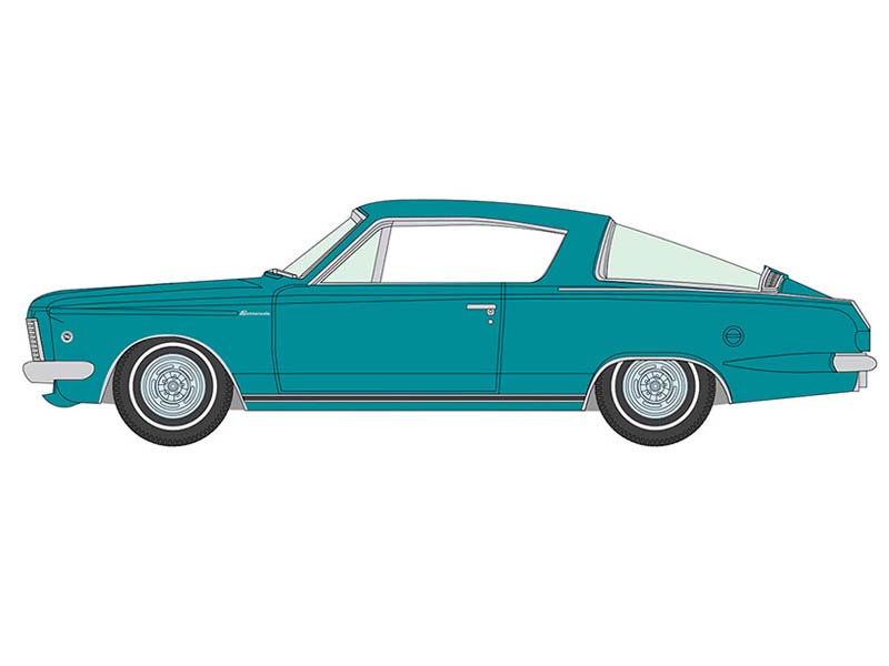 PRE-ORDER 1965 Plymouth Barracuda Formula S - Medium Turquoise Poly w/ White Stripe Diecast 1:64 Scale Model - Auto World AWSP207A