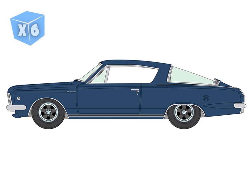 PRE-ORDER - 6 PACK 1965 Plymouth Barracuda Formula S - Dark Blue Poly w/ Silver Stripe Diecast 1:64 Scale Model - Auto World AWSP207B