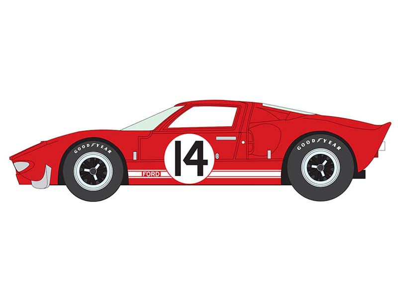 PRE-ORDER 1965 Ford GT40 #14 - Red w/ White Stripes Diecast 1:64 Scale Model - Auto World AWSP208A