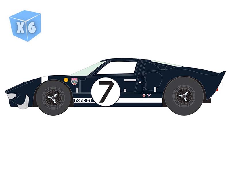 PRE-ORDER - 6 PACK 1965 Ford GT40 #7 - Dark Blue w/ White Stripes Diecast 1:64 Scale Model - Auto World AWSP208B