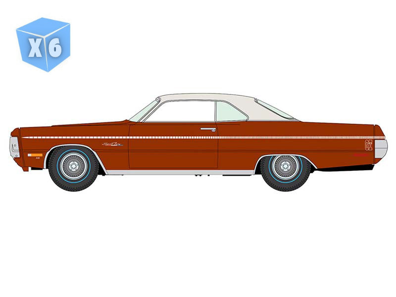 PRE-ORDER - 6 PACK 1971 Plymouth Sport Fury GT - Autumn Bronze Poly Diecast 1:64 Scale Model - Auto World AWSP211B