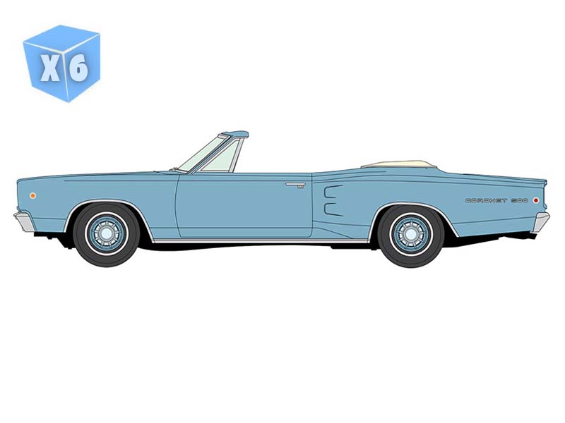PRE-ORDER - 6 PACK 1968 Dodge Coronet 500 Convertible - Pale Blue Poly Diecast 1:64 Scale Model - Auto World AWSP212A